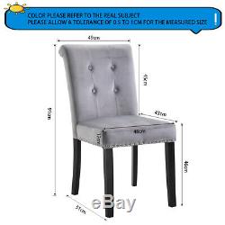 2 4 6 Grey Dining Chair Velvet Kitchen Upholstered Chair Wooden High Back Chair
