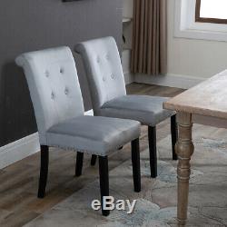 2/4/6 Grey Velvet Dining Chair Kitchen Upholstered Chair Wooden High Back Chairs