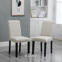 2/4/6 Upholstered High Back Fabric Dining Chairs Wood Legs w/ Rivets 3 Colors 