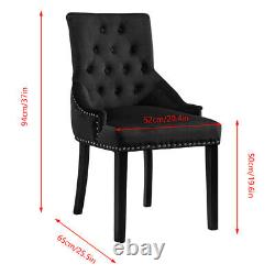 2/4/6 Pcs Velvet Dining Chair Padded Seat with Chrome Knocker Rivet Buttoned UK