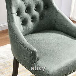 2/4/6 Pcs Velvet Dining Chair Padded Seat with Chrome Knocker Rivet Buttoned UK