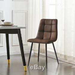 2 4 6 Set Vintage Dining Chairs Padded Seat Upholstered Chairs Black Metal Legs
