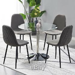 2 4 6 Velvet Fabric Upholstered Dining Chairs Retro Accent Diamond Metal Legs