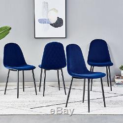 2 4 6 Velvet Fabric Upholstered Dining Chairs Retro Accent Diamond Metal Legs