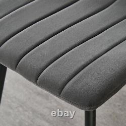 2/4/6 Velvet Upholstered Dining Chairs MODERN Stripe Black Metal Legs Kitchen