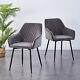 2/4/6pcs Dining Chairs Armchair Upholstered Soft Seat Sturdy Metal Legs Gray New