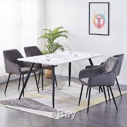 2/4/6pcs Dining Chairs Armchair Upholstered Soft Seat Sturdy Metal Legs Gray NEW