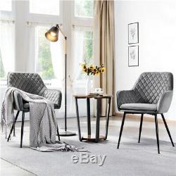 2/4/6pcs Dining Chairs Armchair withUpholstered Soft Seat Sturdy Steel Legs Gary