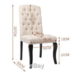 2/4/6x Dining Chairs High Back Linen/Velvet/Faux Leather Upholstered Wooden Legs
