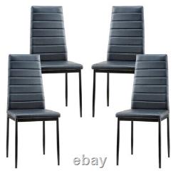 2/4/6x Faux Leather Dining Room Chair Modern High Back Padding Chrome Leg Chairs