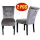 2/4/6x Gray Dining Chairs Armchair High Back Upholstered Fabric Wood Leg Velvet