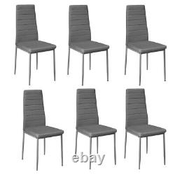 2/4/6x Upholstered Pu Leather Chair High Back Grey Metal Legs Dining Room Chairs