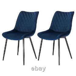 2/4/6x Velvet Padded Dining Chairs with Backreest Lounge Restaurant Home Office