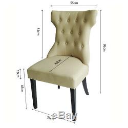 2 4 Fabric Dining Chairs Tufted Upholstered Dining Room Kitchen Chairs Beige NEW
