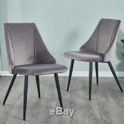 2/4 Lint Fabric Dining Chairs Set Padded Metal Legs Upholstered Reception Chair