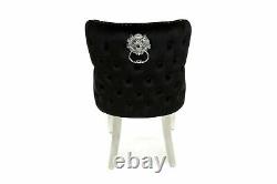 2, 4 Or 6 Black Oxford Dining Chair Metal Legs Lion Knocker Pleated Button