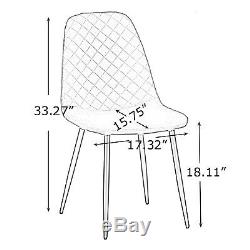 2/4 Retro Dining Chairs Suede Fabric Upholstered Seat Metal Leg Kitchen Home
