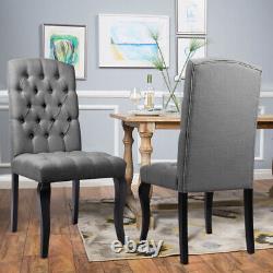 2/4 Retro Upholstered Chairs Accent Chair Buttoned Seat For Kitchen Dining Room