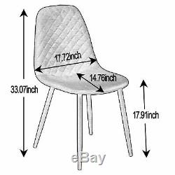 2/4 Velvet Dining Chair Grey Fabric Upholstered Seat Black Leg Dressing Kitchen