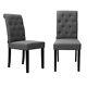 2/4 X Upholstered Scroll Back Dining Chair Living Room Fabric Side Seat Oak Leg