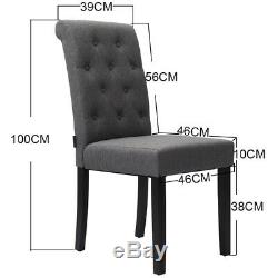 2/4 x UPHOLSTERED SCROLL BACK DINING CHAIR LIVING ROOM FABRIC SIDE SEAT OAK LEG