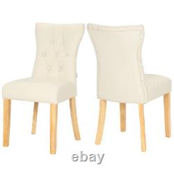 2/4pcs Modern Dining Room Chairs with High Back PU Leather Oak Wood Legs Furniture