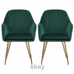 2/4pcs Upholstered Dining Chair Oyster Back Kitchen Living Room Seat Metal Leg
