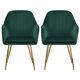 2/4pcs Upholstered Dining Chair Oyster Back Kitchen Living Room Seat Metal Leg