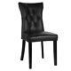 2/4x Black Faux Leather Dining Chairs Retro Button Back Padded Seat Wooden Legs