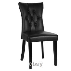 2/4x Faux Leather Dining Chairs High Back Button Padded Seat Kitchen Dining Room