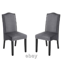 2/4x Grey Velvet Upholstered Dining Chair Reception Room Padded Seat Side Chairs