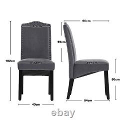 2/4x Grey Velvet Upholstered Dining Chair Reception Room Padded Seat Side Chairs