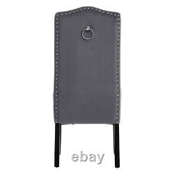 2/4x Grey Velvet Upholstered Dining Chair Reception Room Padded Seat Side Chairs