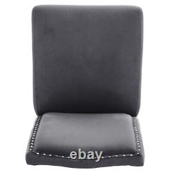 2/4x Grey Velvet Upholstered Dining Chair Reception Room Padded Seat Side Chairs