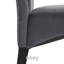 2/4x Grey Velvet Upholstered Dining Chair Reception Room Padded Seat Side Chairs