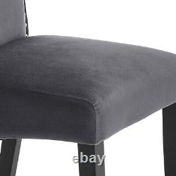 2/4x Grey Velvet Upholstered Dining Chair Reception Room Padded Seat Side Chairs