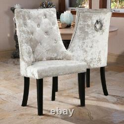 2/4x Ice Velvet Mink Upholstered Dining Room Chairs Knocker Back with Stud Chair