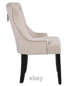 2 Cream Velvet Wing Back Dining Chairs, Ring Knocker, Velvet Upholstered