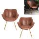 2 Dining Chairs Distressed Tan Leather Upholstered Occasional Lounge Armchair Pu