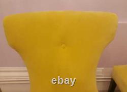 2 Dining Chairs-sweet Pea & Willow-upholstered In Designers Guild Yellow Velvet