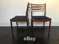 2 G Plan Dining Chairs Upholstered In Navy Fabric Mid Century Vintage Danish