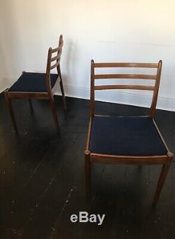 2 G Plan Dining Chairs Upholstered In Navy Fabric Mid Century Vintage Danish