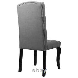 2× High Back Dining Chair Linen Fabric Upholstered Kitchen Living Room Seat