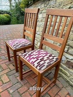 2 Laura Ashley Oak Dining Chairs with upholstered seats