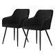2 Pcs Luxury Black Dining Chairs Armchairs Upholstered Soft Padded Seat Back New