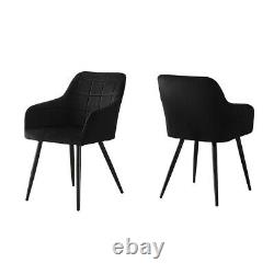 2 PCS Luxury Black Dining Chairs Armchairs Upholstered Soft Padded Seat Back NEW