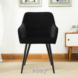 2 PCS Luxury Black Dining Chairs Armchairs Upholstered Soft Padded Seat Back NEW