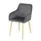 2 Pcs Velvet Fabric Upholstered Modern Dining Chairs Armchairs Gold Metal Legs