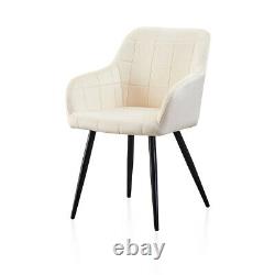 2 Pcs Dining Chairs Velvet Upholstered Seat Armchairs Metal Legs Home Kitchen UK