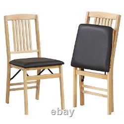 2 Pcs Foldable Upholstered Kitchen Chairs with Padded Seat (Black)